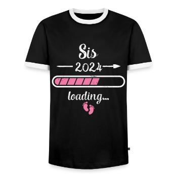 Sis 2024 Chargement Grossesse Naissance Soeur - T-shirt contrasté Homme - noir/blanc - Devant - AI Model Female 172 light (172cm) & AI Model Male 178 light (178cm)