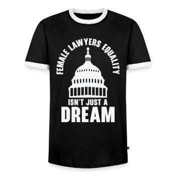Internationaler Frauentag Juristin - Männer Kontrast-T-Shirt - Schwarz/Weiß - Vorne - AI Model Female 172 light (172cm) & AI Model Male 178 light (178cm)