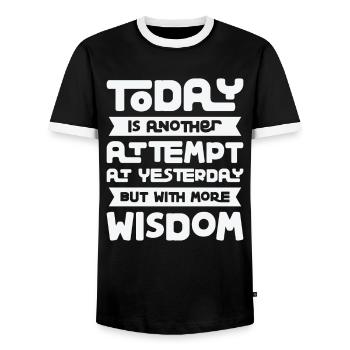 Motivationsweisheit Motivator Wissen - Männer Kontrast-T-Shirt - Schwarz/Weiß - Vorne - AI Model Female 172 light (172cm) & AI Model Male 178 light (178cm)