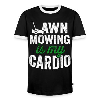 Lawn Mower Mowing Landscaping Landscaper - Men's Ringer Shirt - black/white - Front - AI Model Female 172 light (172cm) & AI Model Male 178 light (178cm)