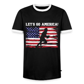 USA Independence American Flag Freedom Sports - Men's Ringer Shirt - black/white - Front - AI Model Female 172 light (172cm) & AI Model Male 178 light (178cm)