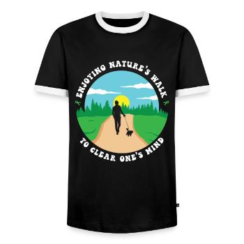 Santé mentale Nature Environnement - T-shirt contrasté Homme - noir/blanc - Devant - AI Model Female 172 light (172cm) & AI Model Male 178 light (178cm)