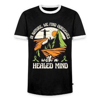 Psychische Gesundheit Natur Umwelt - Männer Kontrast-T-Shirt - Schwarz/Weiß - Vorne - AI Model Female 172 light (172cm) & AI Model Male 178 light (178cm)