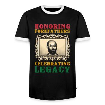 Black History Juneteenth Black Pride History Month - Men's Ringer Shirt - black/white - Front - AI Model Female 172 light (172cm) & AI Model Male 178 light (178cm)