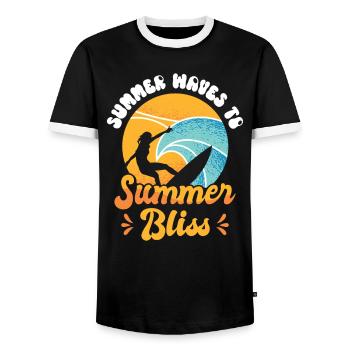 Surf Tropical Surfen Sommer Surfbrett Sport - Männer Kontrast-T-Shirt - Schwarz/Weiß - Vorne - AI Model Female 172 light (172cm) & AI Model Male 178 light (178cm)