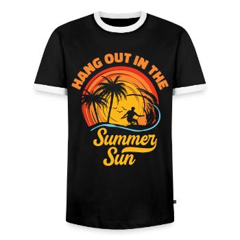 Surf Tropical Surfen Sommer Surfbrett Sport - Männer Kontrast-T-Shirt - Schwarz/Weiß - Vorne - AI Model Female 172 light (172cm) & AI Model Male 178 light (178cm)