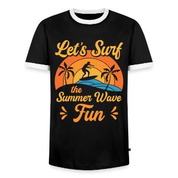 Surf Tropical Surfen Sommer Surfbrett Sport - Männer Kontrast-T-Shirt - Schwarz/Weiß - Vorne - AI Model Female 172 light (172cm) & AI Model Male 178 light (178cm)