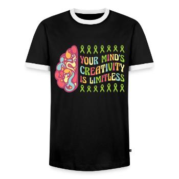 Mois de la sensibilisation artistique pour - T-shirt contrasté Homme - noir/blanc - Devant - AI Model Female 172 light (172cm) & AI Model Male 178 light (178cm)