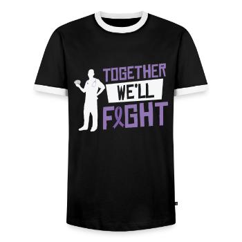 Alzheimer's Awareness Brain Doctors Health - Men's Ringer Shirt - black/white - Front - AI Model Female 172 light (172cm) & AI Model Male 178 light (178cm)