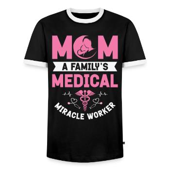 Infirmière Fête des mères Maman Infirmière - T-shirt contrasté Homme - noir/blanc - Devant - AI Model Female 172 light (172cm) & AI Model Male 178 light (178cm)