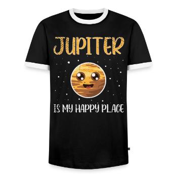 Jupiter Space Travel Exploration Space Enthusiast - Men's Ringer Shirt - black/white - Front - AI Model Female 172 light (172cm) & AI Model Male 178 light (178cm)