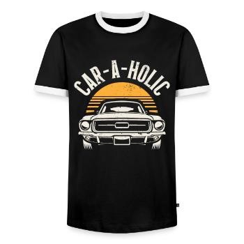 Muscle Car Enthusiast Car Guy Classic Cars Lover - Men's Ringer Shirt - black/white - Front - AI Model Female 172 light (172cm) & AI Model Male 178 light (178cm)