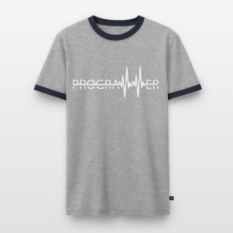 Programmierer Heartbeat Programmierung Coder Männer Kontrast-T-Shirt