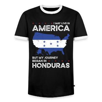 Hondurien American Patriot États-Unis - T-shirt contrasté Homme - noir/blanc - Devant - AI Model Female 172 light (172cm) & AI Model Male 178 light (178cm)