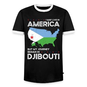 Dschibutische amerikanische Patriotin USA - Männer Kontrast-T-Shirt - Schwarz/Weiß - Vorne - AI Model Female 172 light (172cm) & AI Model Male 178 light (178cm)