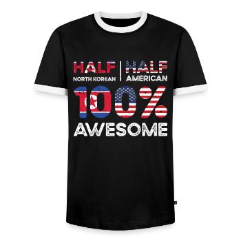 North Korean American Patriot USA Grown North - Men's Ringer Shirt - black/white - Front - AI Model Female 172 light (172cm) & AI Model Male 178 light (178cm)