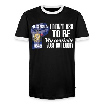 Wisconsinite américain États-Unis patriote États-Unis cultivé - T-shirt contrasté Homme - noir/blanc - Devant - AI Model Female 172 light (172cm) & AI Model Male 178 light (178cm)