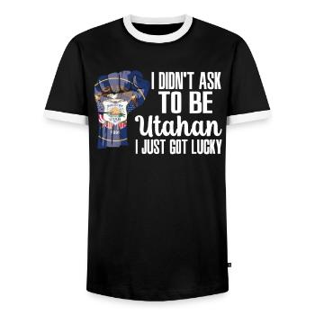 Utahan Amerikaner US-Patriot USA Gewachsen Utah - Männer Kontrast-T-Shirt - Schwarz/Weiß - Vorne - AI Model Female 172 light (172cm) & AI Model Male 178 light (178cm)