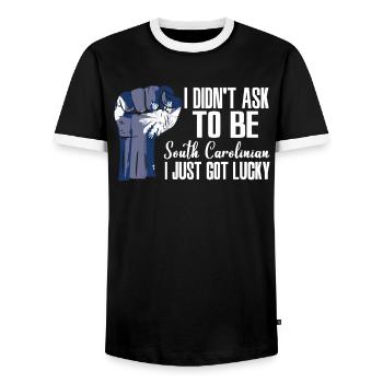 South Carolinian American US Patriot USA Grown - Men's Ringer Shirt - black/white - Front - AI Model Female 172 light (172cm) & AI Model Male 178 light (178cm)