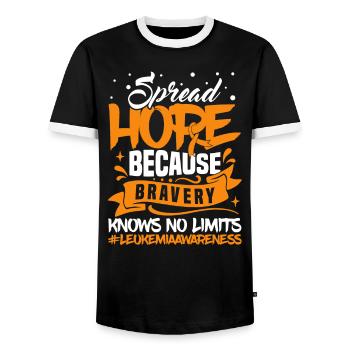 Leukämie-Krebs-Bewusstseins-Schleife - Männer Kontrast-T-Shirt - Schwarz/Weiß - Vorne - AI Model Female 172 light (172cm) & AI Model Male 178 light (178cm)