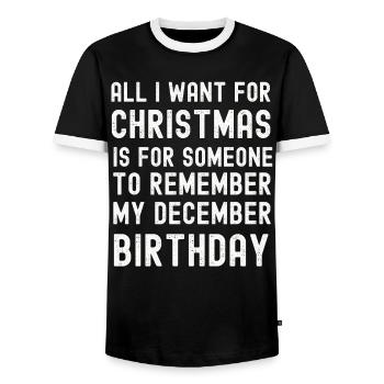 Souviens-toi de mon anniversaire de décembre Noël - T-shirt contrasté Homme - noir/blanc - Devant - AI Model Female 172 light (172cm) & AI Model Male 178 light (178cm)