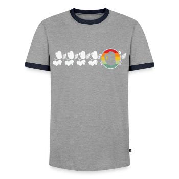 Home Brewing Craft Beer Hops Beer Enthusiast - Men's Ringer Shirt - grey/navy  - Front - AI Model Female 172 light (172cm) & AI Model Male 178 light (178cm)