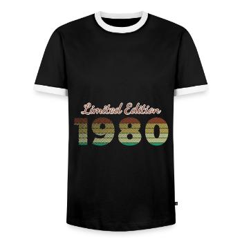 44e anniversaire Édition limitée SCR 1980 - T-shirt contrasté Homme - noir/blanc - Devant - AI Model Female 172 light (172cm) & AI Model Male 178 light (178cm)