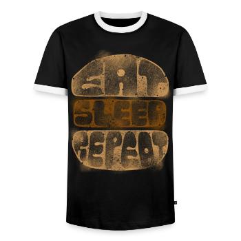 Burger Eat Sleep Repeat - Men's Ringer Shirt - black/white - Front - AI Model Female 172 light (172cm) & AI Model Male 178 light (178cm)