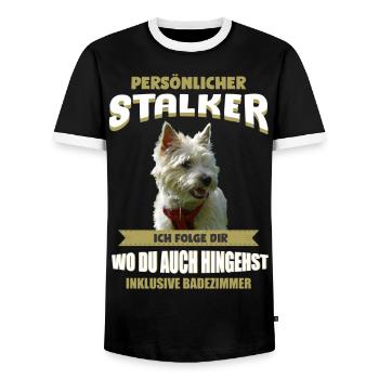 Cairn Terrier Hund - Cairn Terrier - Männer Kontrast-T-Shirt - Schwarz/Weiß - Vorne - AI Model Female 172 light (172cm) & AI Model Male 178 light (178cm)