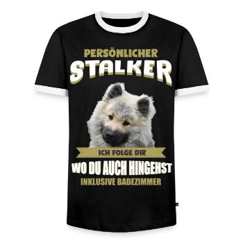 Eurasier Hund - Eurasier - Männer Kontrast-T-Shirt - Schwarz/Weiß - Vorne - AI Model Female 172 light (172cm) & AI Model Male 178 light (178cm)