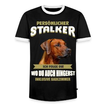 Rhodesian Ridgeback Hund - Rhodesian Ridgeback - Männer Kontrast-T-Shirt - Schwarz/Weiß - Vorne - AI Model Female 172 light (172cm) & AI Model Male 178 light (178cm)