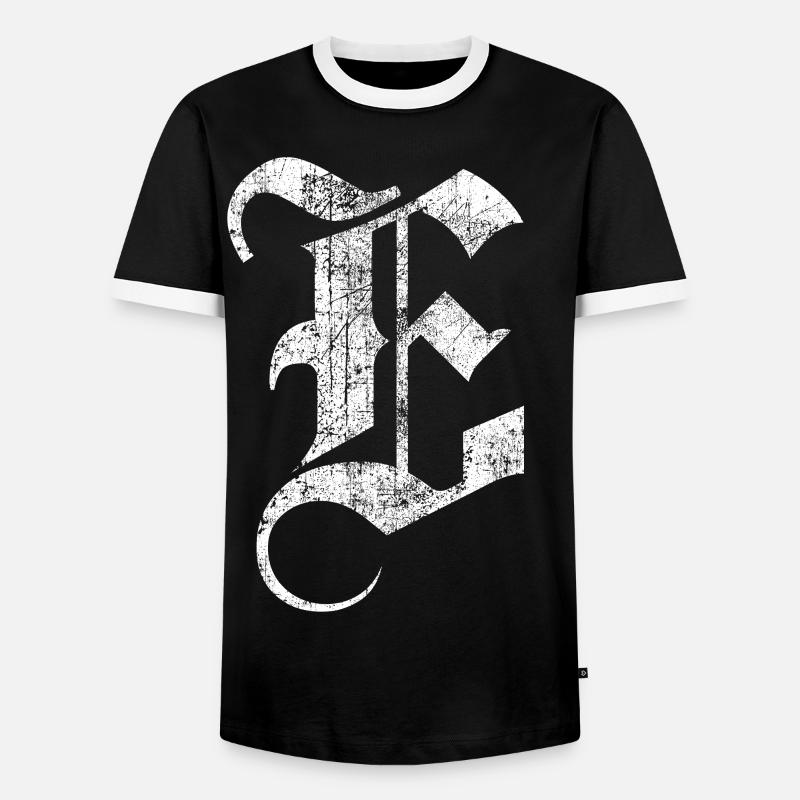 Tshirt alphabet initial E - T-shirt contrasté Homme - noir/blanc