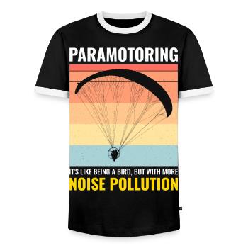 Paramotor Pilot Paramotoring Powered Paraglider - Men's Ringer Shirt - black/white - Front - AI Model Female 172 light (172cm) & AI Model Male 178 light (178cm)