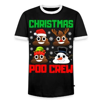 Noël caca crew drôle Noël pyjama - T-shirt contrasté Homme - noir/blanc - Devant - AI Model Female 172 light (172cm) & AI Model Male 178 light (178cm)