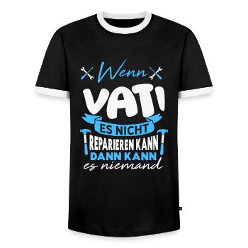 Wenn VATI es nicht reparieren kann Lustiger Spruch - Männer Kontrast-T-Shirt - Schwarz/Weiß - Vorne - AI Model Female 172 light (172cm) & AI Model Male 178 light (178cm)