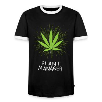 Directeur de l'usine de cannabis marijuana THC CBD Weed chanvre - T-shirt contrasté Homme - noir/blanc - Devant - AI Model Female 172 light (172cm) & AI Model Male 178 light (178cm)