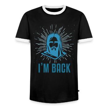 J'aime Jésus Je suis de retour de Pâques cadeau - T-shirt contrasté Homme - noir/blanc - Devant - AI Model Female 172 light (172cm) & AI Model Male 178 light (178cm)