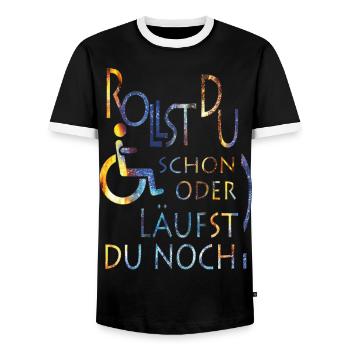 Rollst du schon farbig - Männer Kontrast-T-Shirt - Schwarz/Weiß - Vorne - AI Model Female 172 light (172cm) & AI Model Male 178 light (178cm)