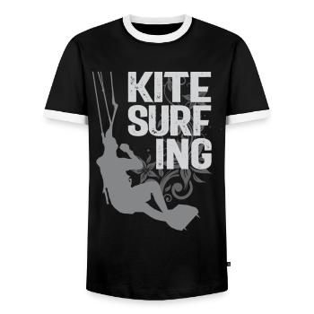 Kite surf - T-shirt contrasté Homme - noir/blanc - Devant - AI Model Female 172 light (172cm) & AI Model Male 178 light (178cm)