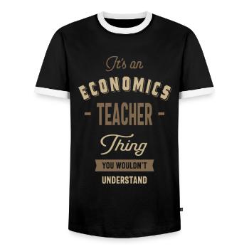 Economics Teacher Thing - Men's Ringer Shirt - black/white - Front - AI Model Female 172 light (172cm) & AI Model Male 178 light (178cm)