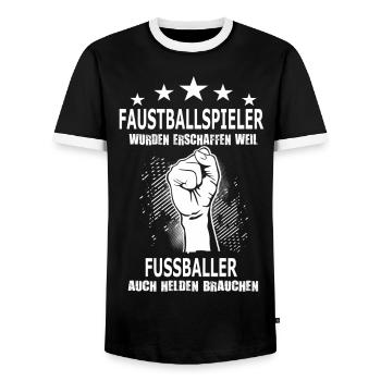faustballspieler_fussballer - Männer Kontrast-T-Shirt - Schwarz/Weiß - Vorne - AI Model Female 172 light (172cm) & AI Model Male 178 light (178cm)