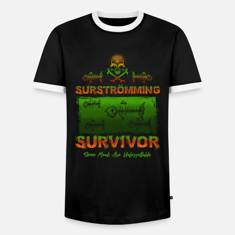 Surströmming Survivor Tshirt - Men's Ringer Shirt - black/white