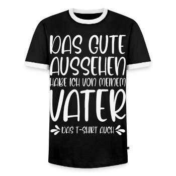 Vater und Sohn Tochter Sprüche Das gute Aussehen - Männer Kontrast-T-Shirt - Schwarz/Weiß - Vorne - AI Model Female 172 light (172cm) & AI Model Male 178 light (178cm)