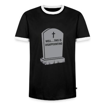 Grab Galgen Humor, naja... Das ist - Männer Kontrast-T-Shirt - Schwarz/Weiß - Vorne - AI Model Female 172 light (172cm) & AI Model Male 178 light (178cm)