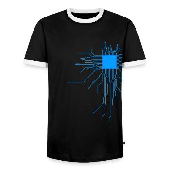 platine blau computer pc Admin Core cpu Nerd code - Männer Kontrast-T-Shirt - Schwarz/Weiß - Vorne - AI Model Female 172 light (172cm) & AI Model Male 178 light (178cm)