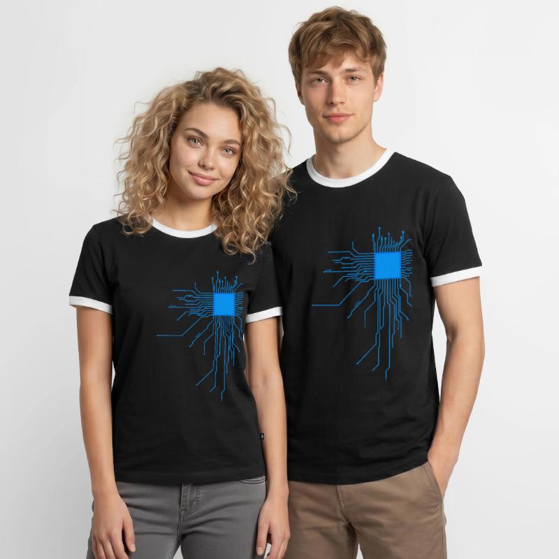 carte bleu ordinateur pc admin core cpu code nerd T-shirt contrasté Homme