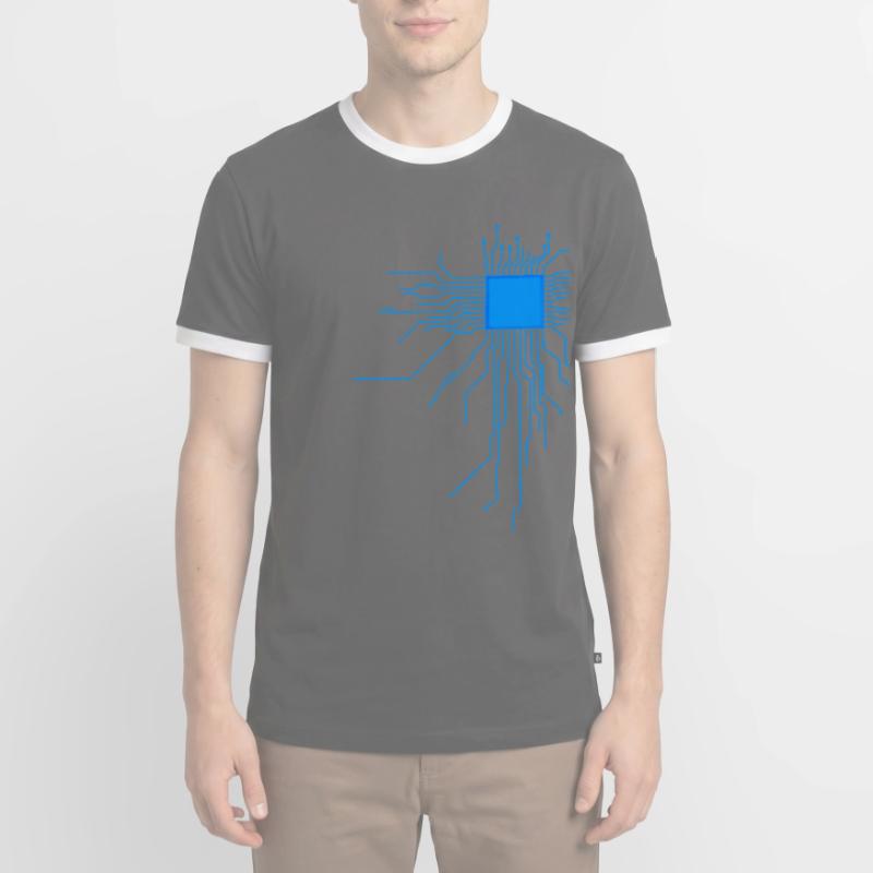 carte bleu ordinateur pc admin core cpu code nerd T-shirt contrasté Homme