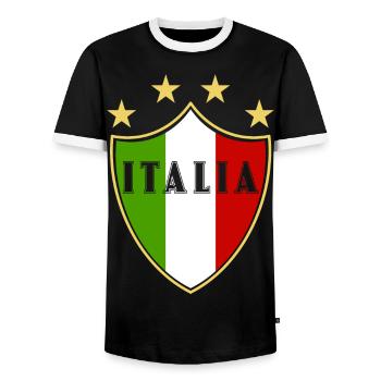 Italia fun - Männer Kontrast-T-Shirt - Schwarz/Weiß - Vorne - AI Model Female 172 light (172cm) & AI Model Male 178 light (178cm)