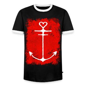 Coast Sea Home Anchor Moin Gift Ideas North Sea - Men's Ringer Shirt - black/white - Front - AI Model Female 172 light (172cm) & AI Model Male 178 light (178cm)