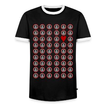 Viel Liebe und noch Meer Anker - Männer Kontrast-T-Shirt - Schwarz/Weiß - Vorne - AI Model Female 172 light (172cm) & AI Model Male 178 light (178cm)